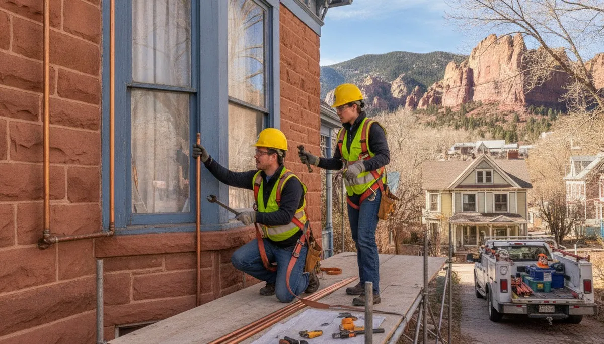Plumber repairing pipe in Colorado Springs, CO for plumbing repair service