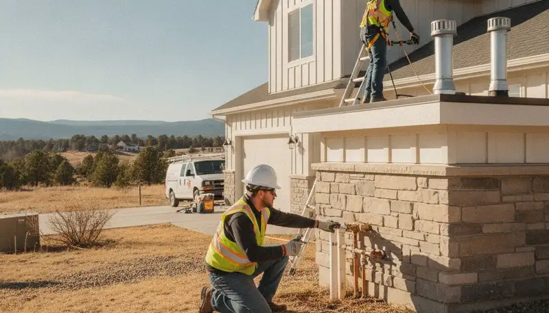 Plumber repairing a pipe in Colorado Springs, CO for a plumbing service call