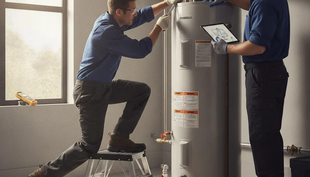 Colorado Springs, CO plumber repairing a water heater for fast residential service